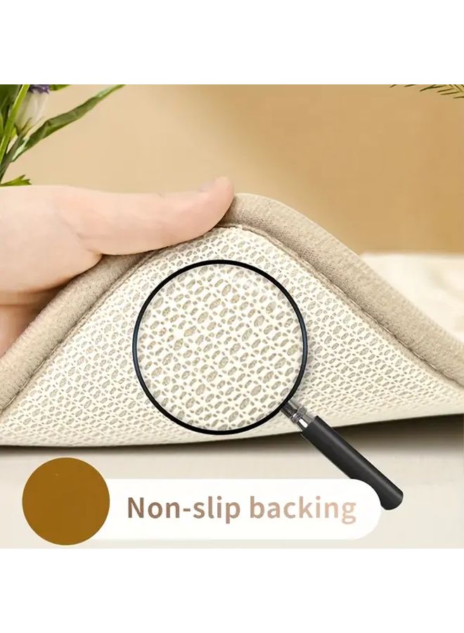 White Geometric Bathroom Mat Fluffy Non Slip Soft Shower Pad Absorbent Plush Floor Mat 19 69x31 5 Inch - Image 5